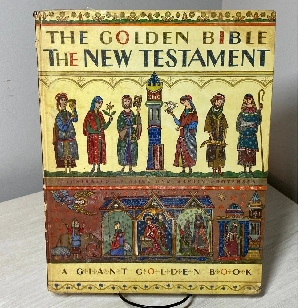 VTG 1953 The Golden Bible New Testament Giant Golden Book Provensen Hardcover